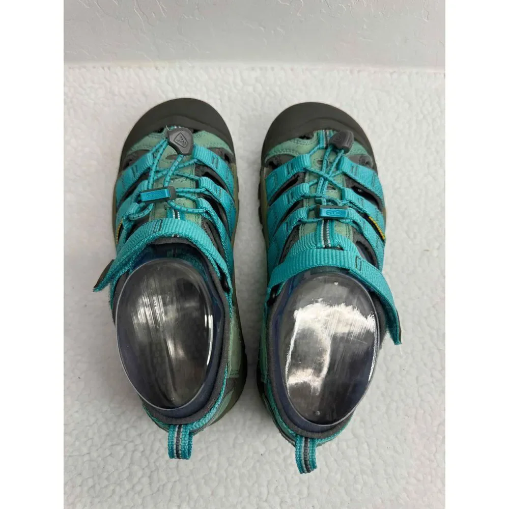 Keen Green‎ Black Sport Sandals Closed Toe Adjustable Strap Lace Lock US 4 EU 37